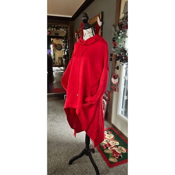 🔥Red High-low casual hoodie, long sleeve drawstring sweatshirt, size Lg/XL (14) - Picture 8 of 15